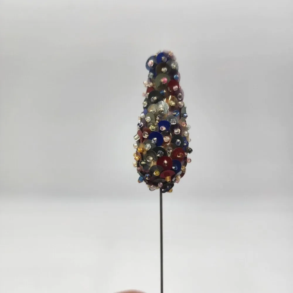 Vintage Large Hat Pin Christmas Costume Sequin Hat Pin Colorful Sequins Cone